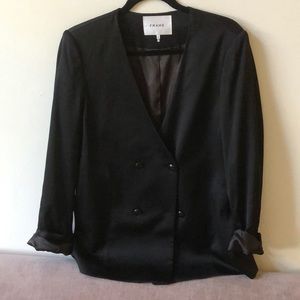 Frame black collarless blazer